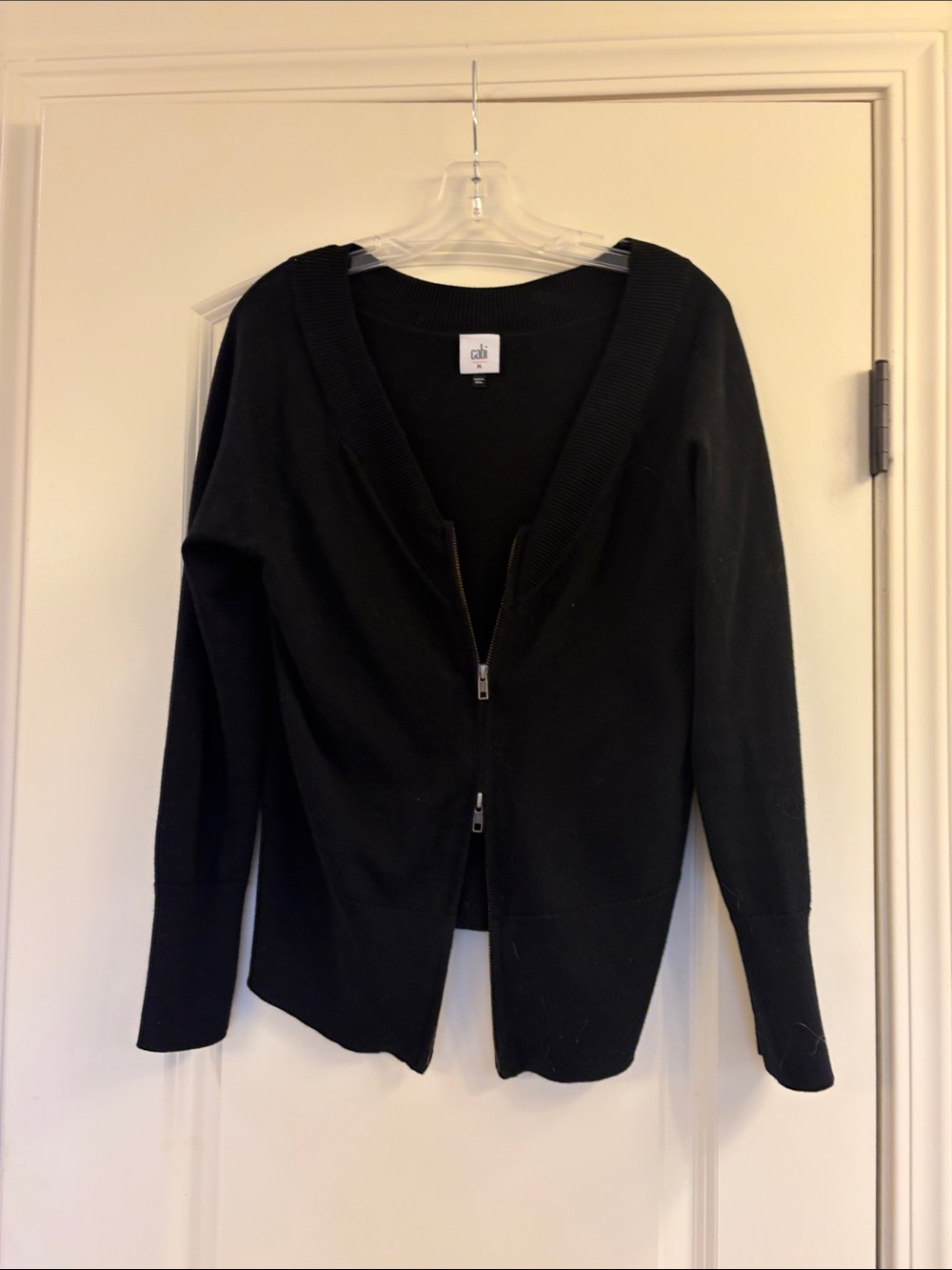 CAbi Reversible Black Zip-Front Women's Sweater